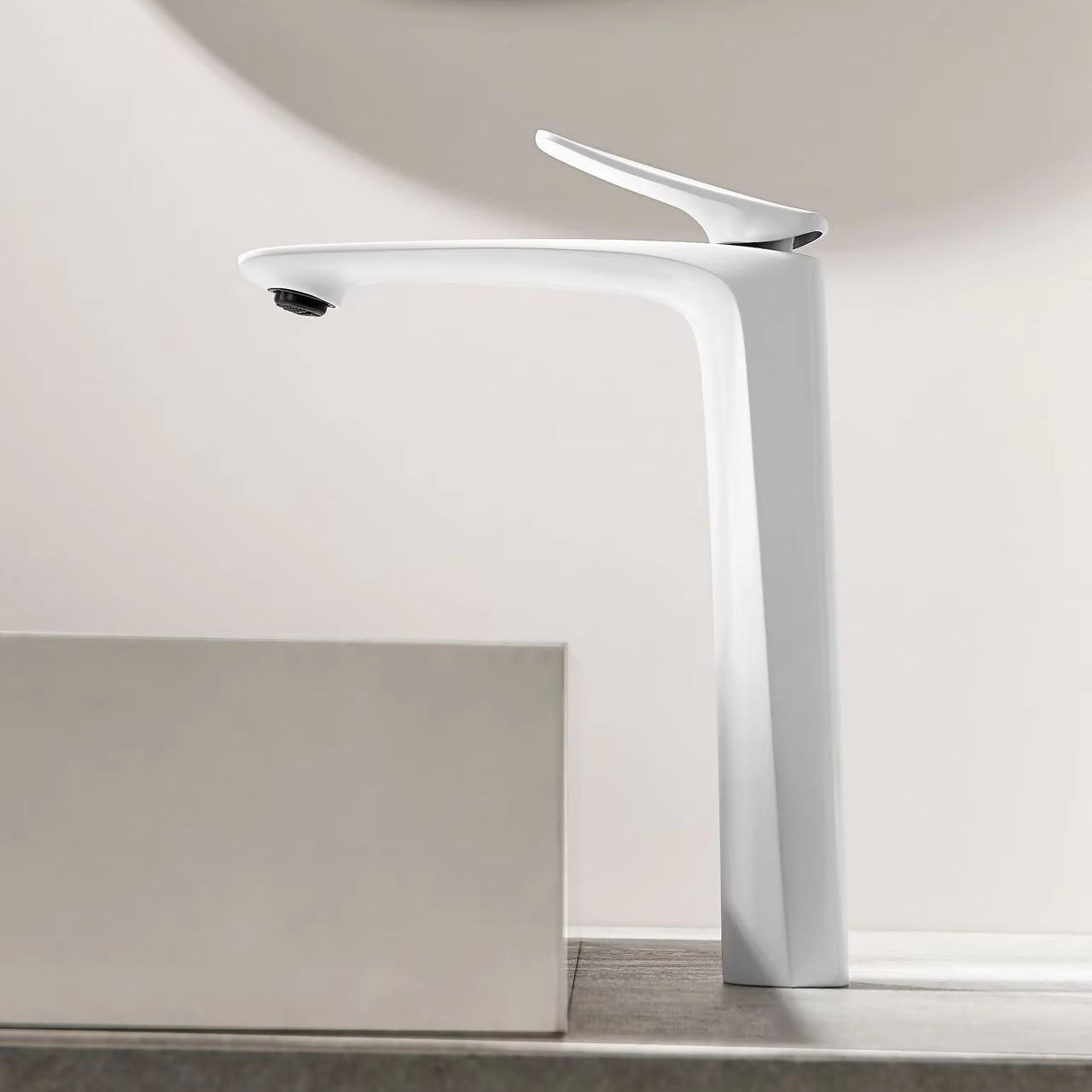 Robinet de Lavabo Surélevé Design Moderne Blanc Mat — HUDOR
