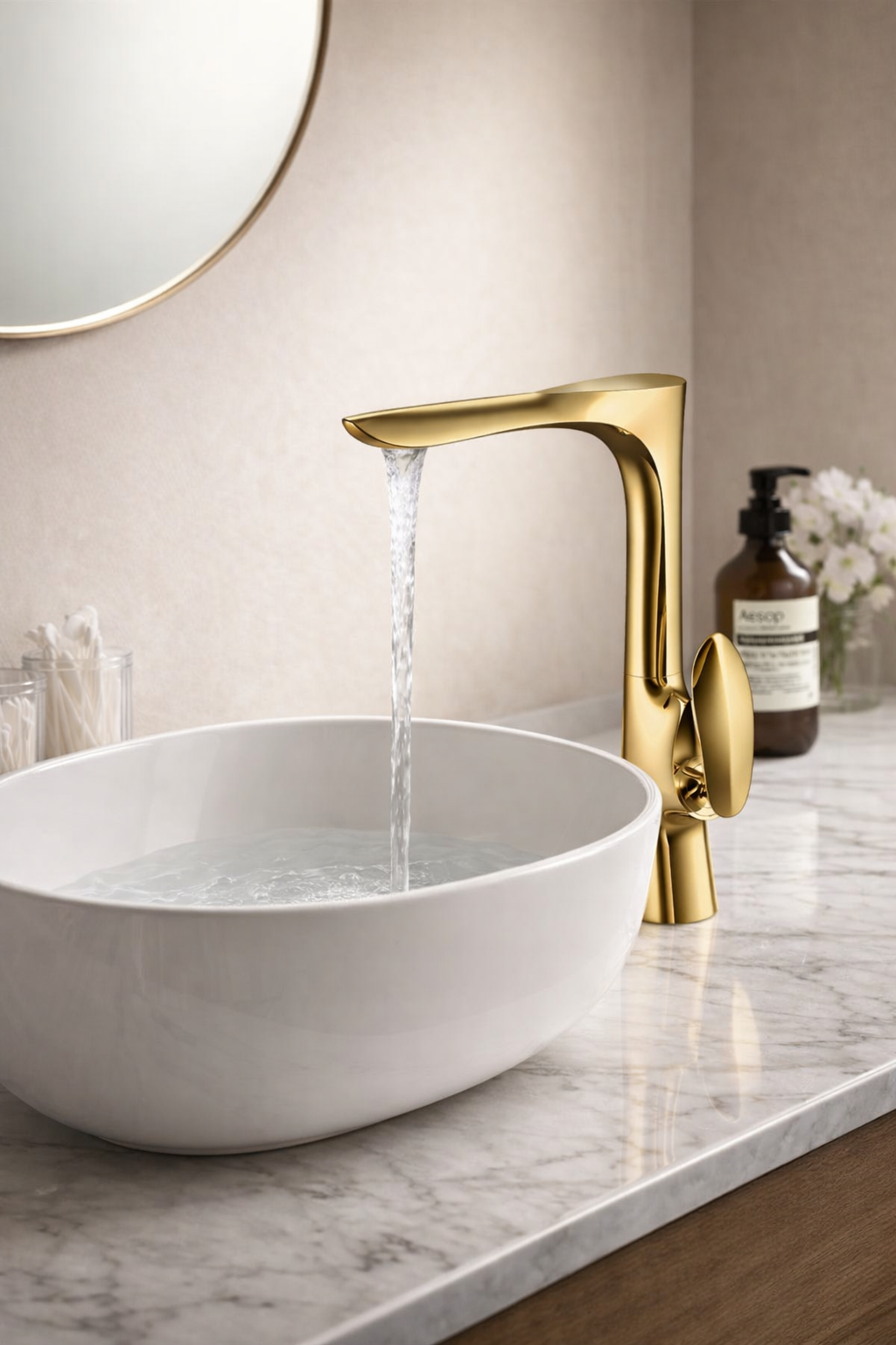 ROBINET DE LAVABO SURELEVE 02916G2 EN LAITON DORÉ COLLECTION HALYS