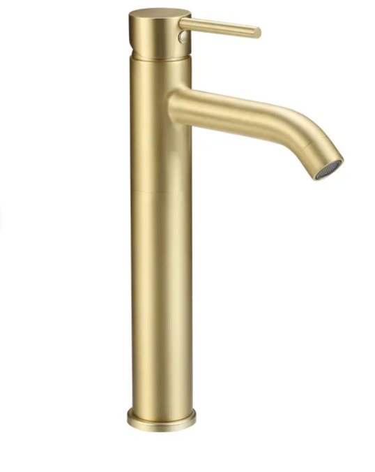 Grifo para lavabo elevado de latón dorado cepillado colección Scamandre 040