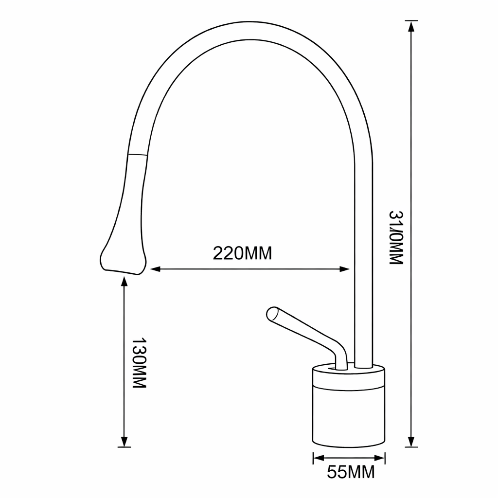 Robinet de Lavabo sur plage Céphise Noir Mat 201 — Robinet Lavabo HUDOR
