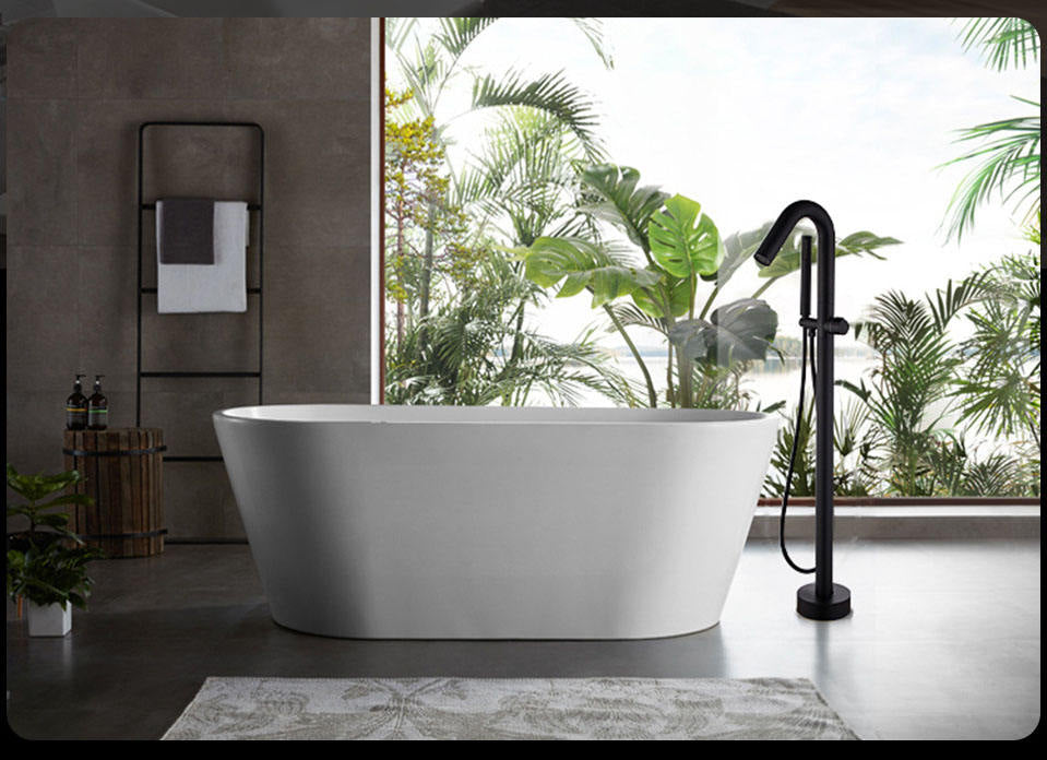 Robinet de baignoire au sol 004 Céphise Noir Mat | HUDOR