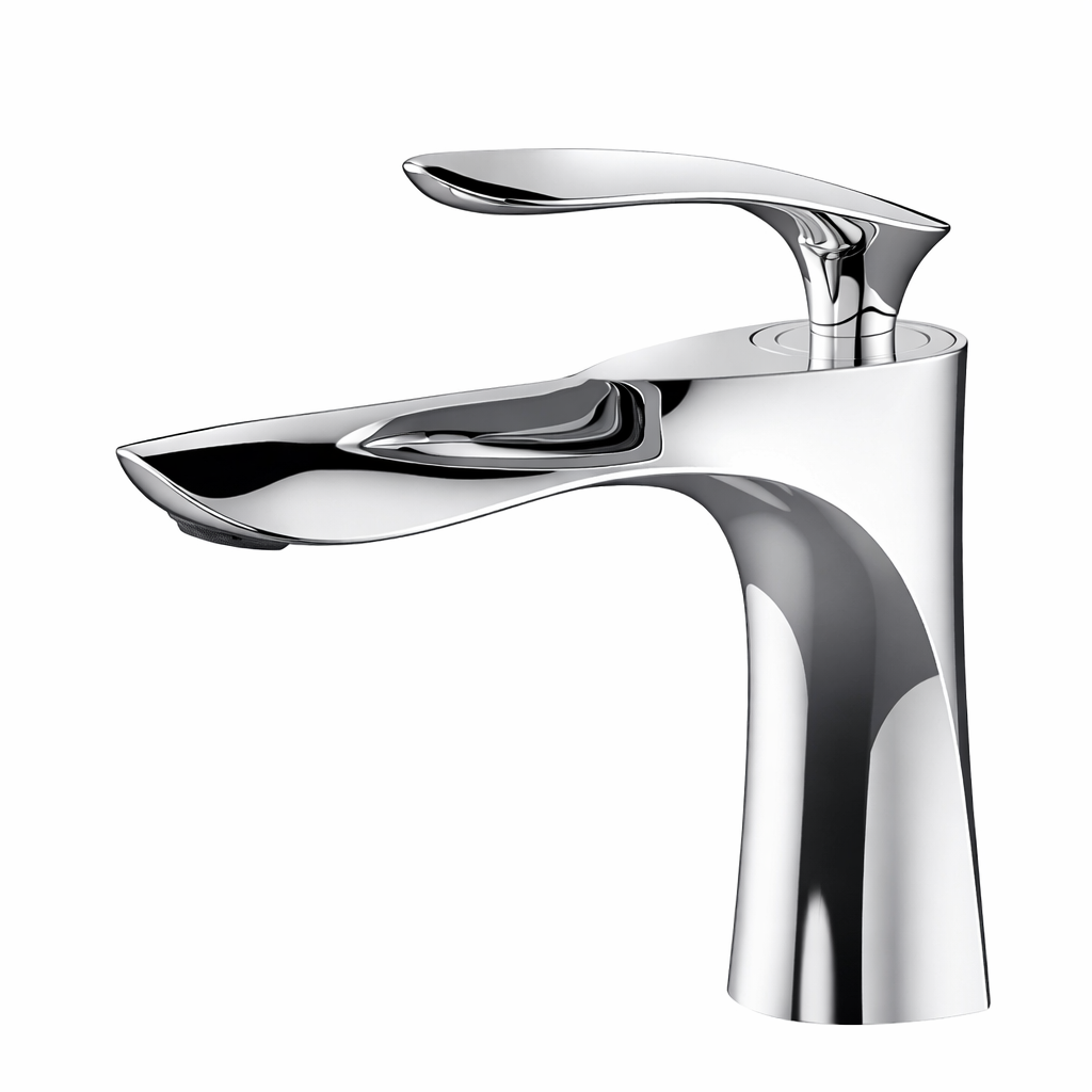 Grifo de lavabo de repisa 035 en latón cromado de la colección Erymanthe 