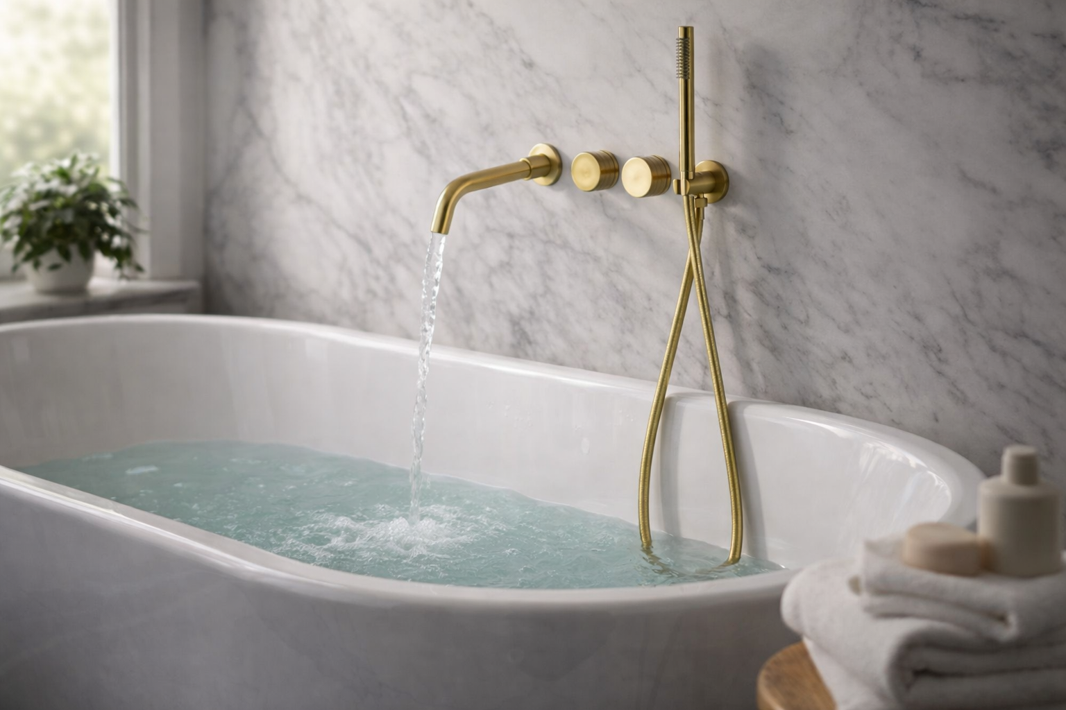 Grifería de bañera mural colección Enipée 049 en latón cromado 