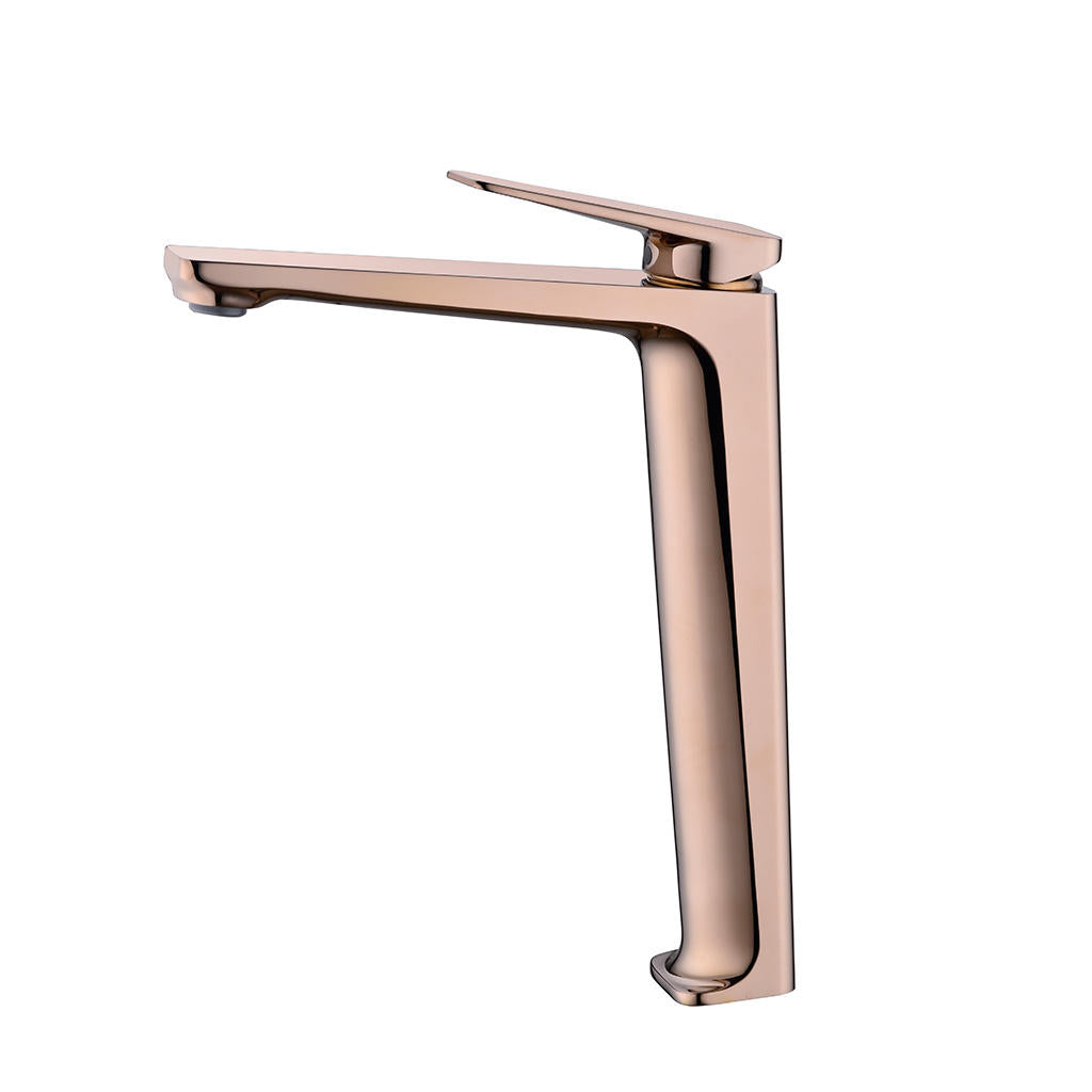GRIFO DE LAVABO ELEVADO EN LATÓN ORO ROSA COLECCIÓN PENEE 