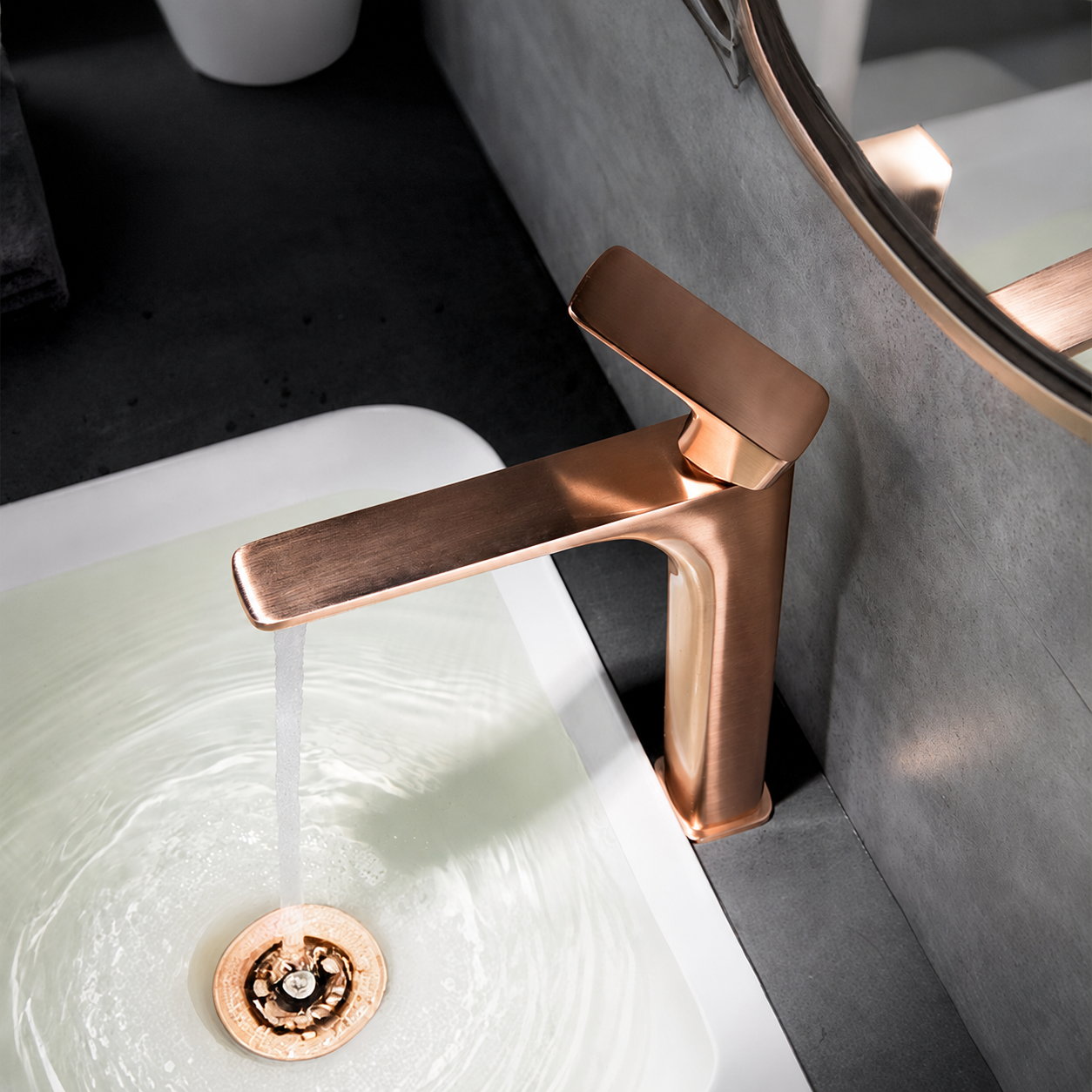 RAISED SINK FAUCET IN ROSE GOLD BRASS PENEE COLLECTION 