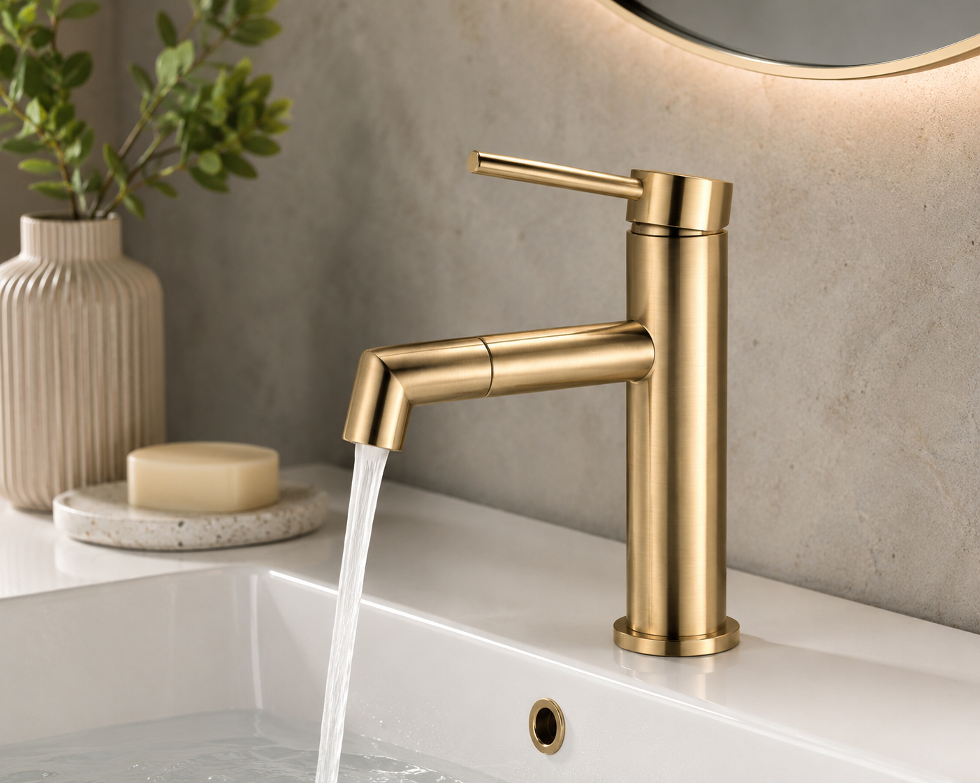 DECK-MOUNTED BASIN FAUCET B205 01 31 2 BRUSHED GOLD SCAMANDRE COLLECTION