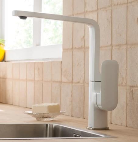 Robinet de cuisine 034 en laiton blanc collection Argolide
