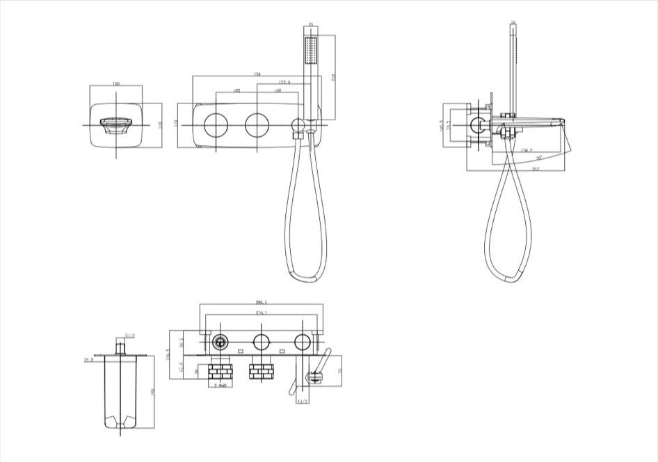 Robinet de baignoire mural 088 en laiton noir collection Céphise