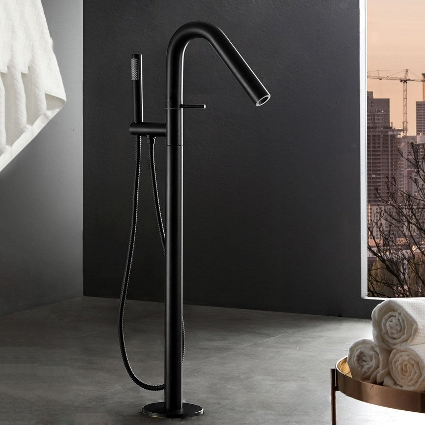 Robinet de baignoire au sol 004 en laiton noir collection Céphise