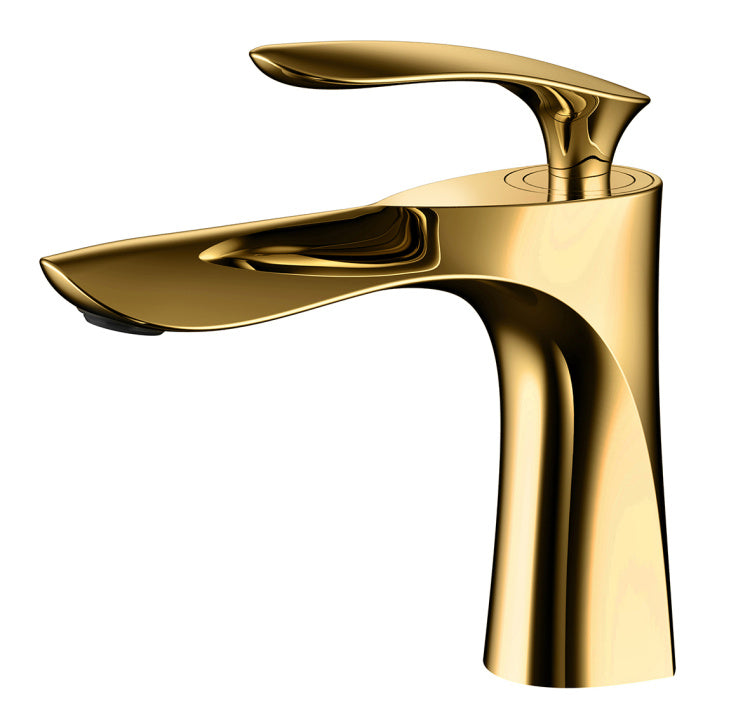 Grifo para lavabo de sobre encimera de 149" en latón dorado, colección SCAMANDRE