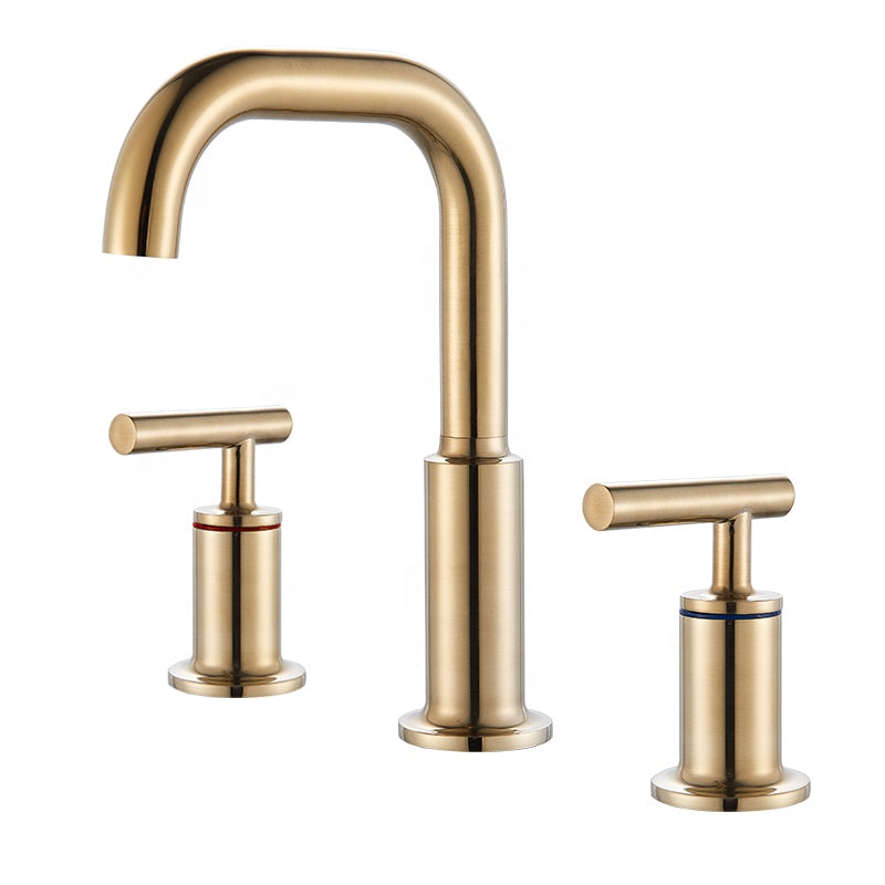 Grifo de lavabo de sobre encimera 018 en latón dorado de la colección Scamandre