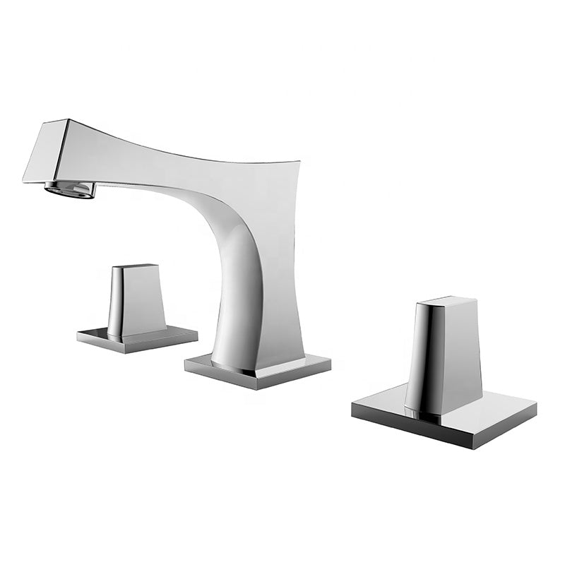 Grifo para lavabo de encimera de níquel cepillado de 3 orificios de la colección Axis