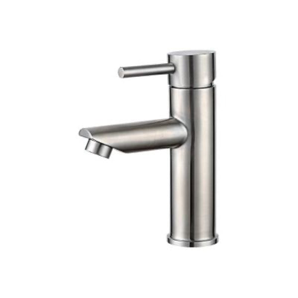 Grifo para lavabo de sobre encimera 002 en latón niquelado cepillado, colección Eas 