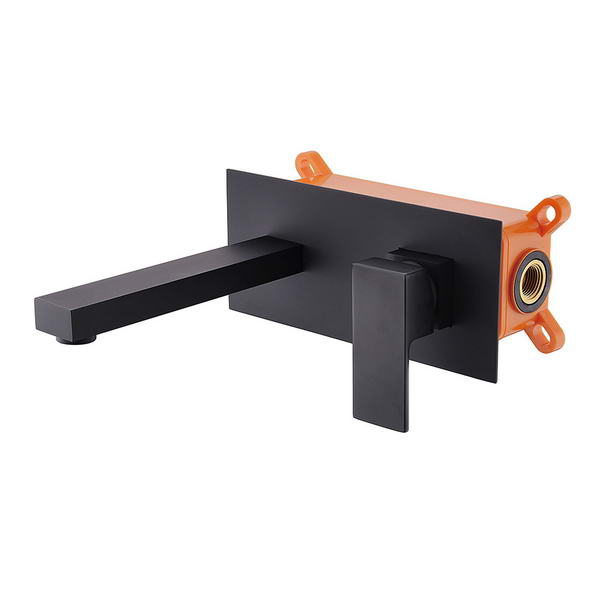 Grifería de lavabo de pared colección Alphée 91221B en latón negro 