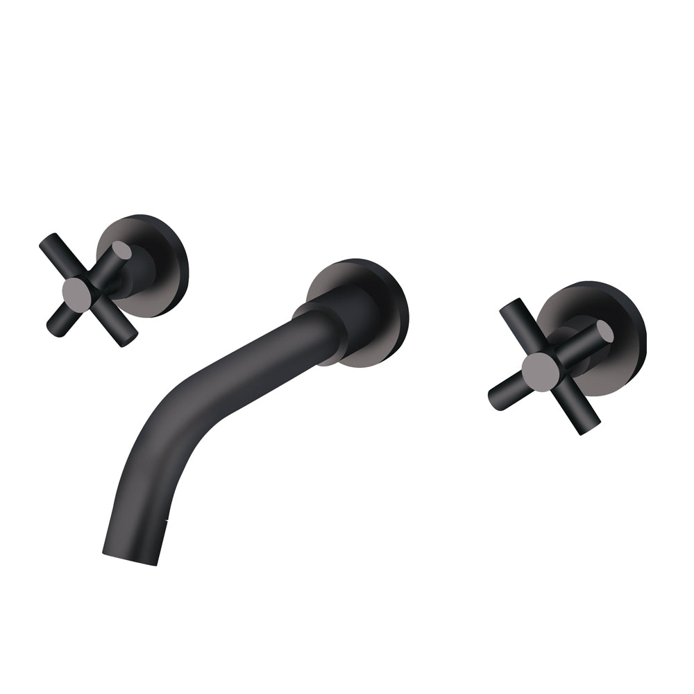 Grifo de lavabo de pared 004 en latón negro, colección Céphise 