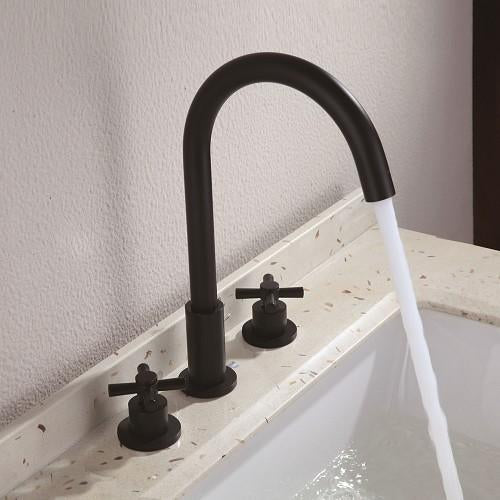Grifo para lavabo de repisa 123 en latón negro de la colección Céphise 