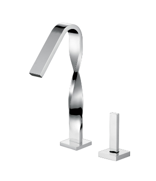 Grifo para lavabo de repisa 012 en latón cromado de la colección Enipée 