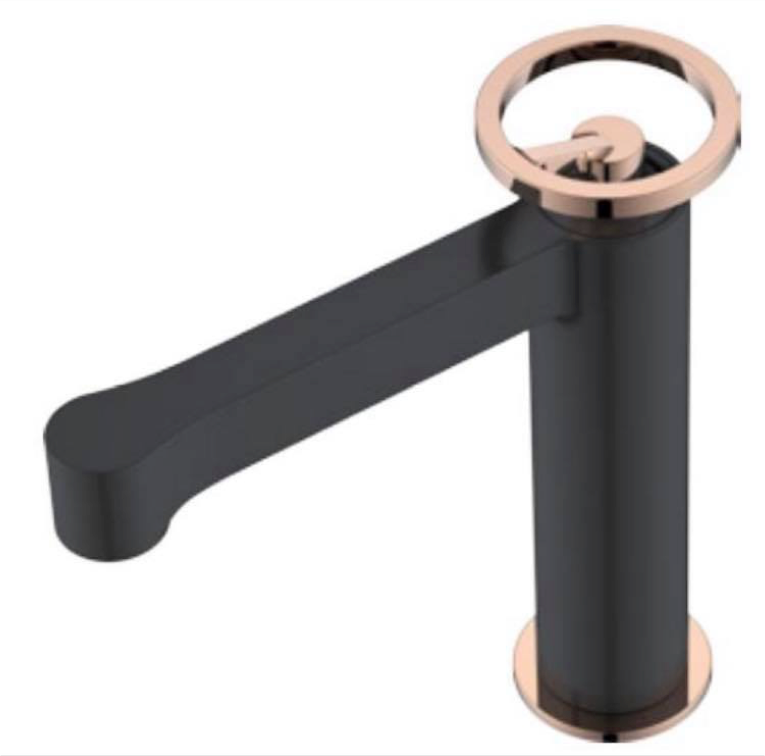 Robinet de lavabo sur plage 029 en laiton noir et rose doré collection Pénée