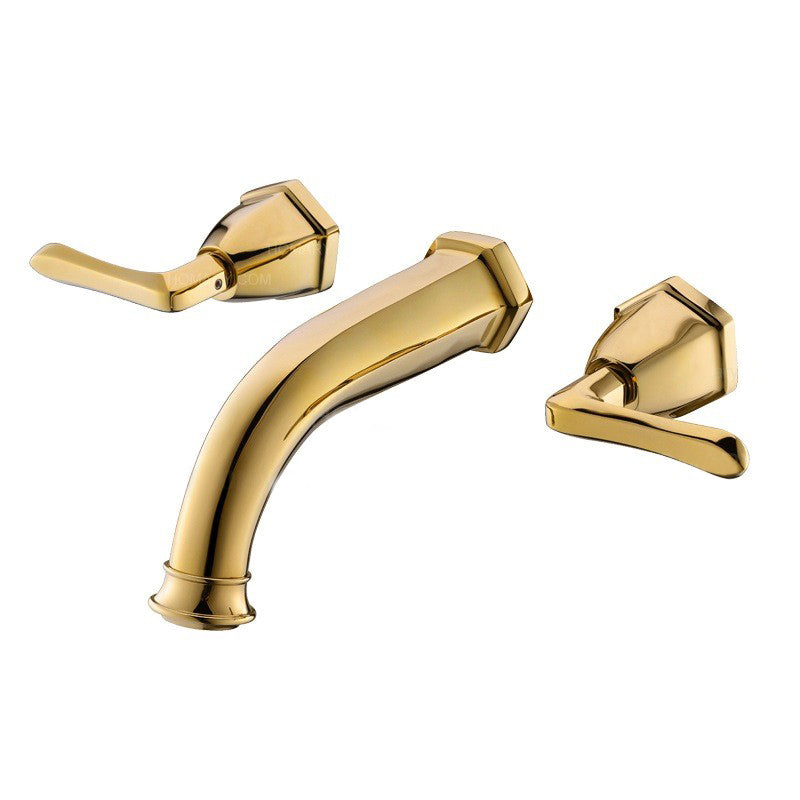 GRIFO DE LAVABO DE PARED DE LATÓN DORADO COLECCIÓN SCAMANDRE