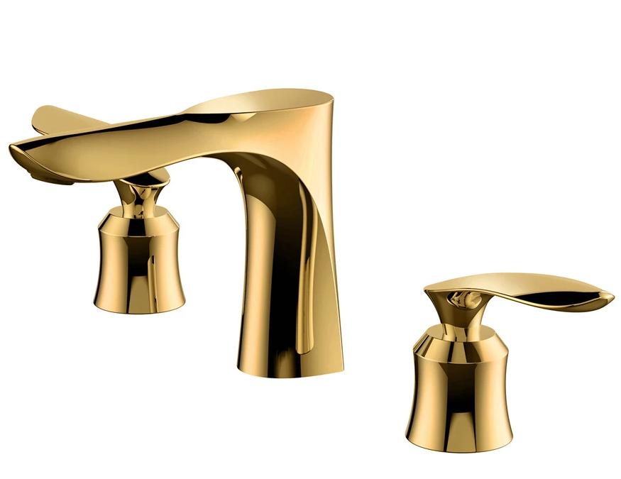 Grifo de lavabo de sobre encimera 019 en latón dorado de la colección Scamandre 