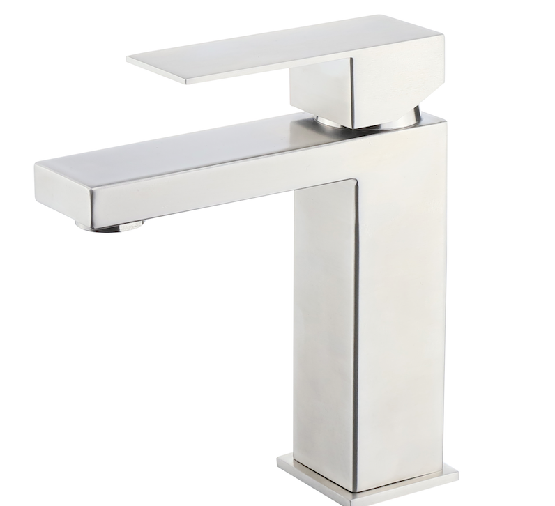 Grifo para lavabo de sobre encimera 001 en latón niquelado cepillado Colección Axis