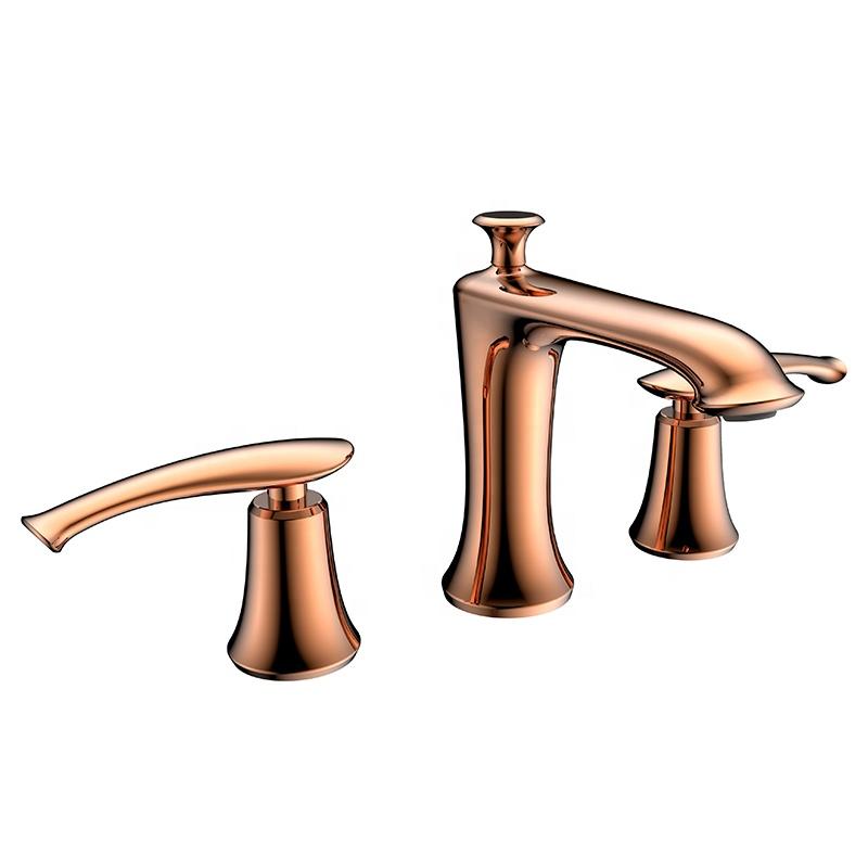 Robinet de lavabo sur plage 3 trous 401 rose doré collection Pénée