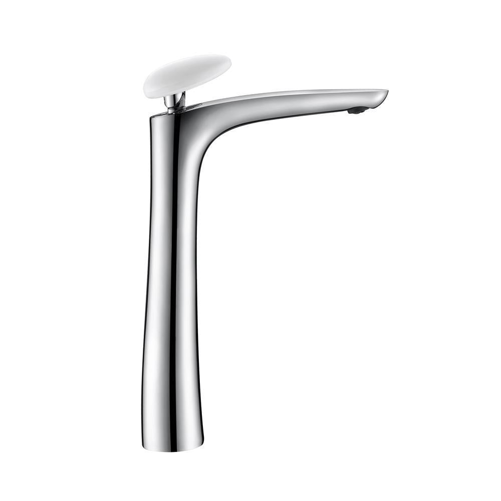 Robinet de lavabo surélevé 003 chrome et blanc collection Erymanthe