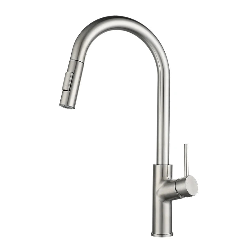 hudor mitigeur de cuisine Nickel brossé - vue principale sur fond blanc