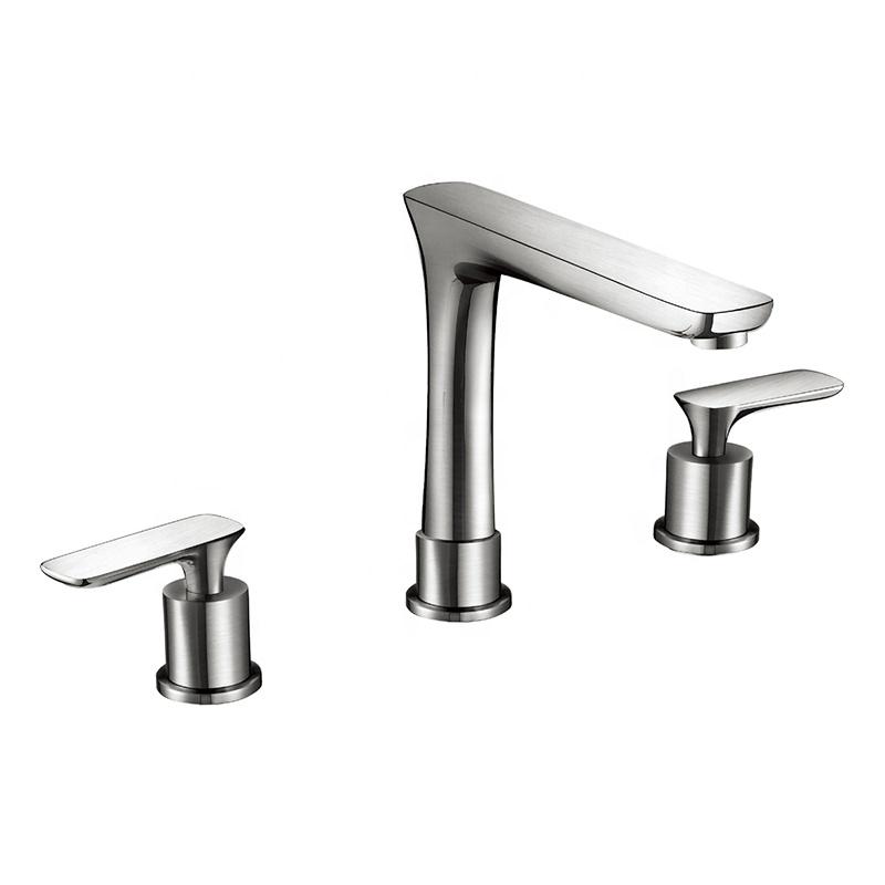 Grifo para lavabo de baño de 3 orificios de montaje en encimera Eas B1121600 en níquel cepillado