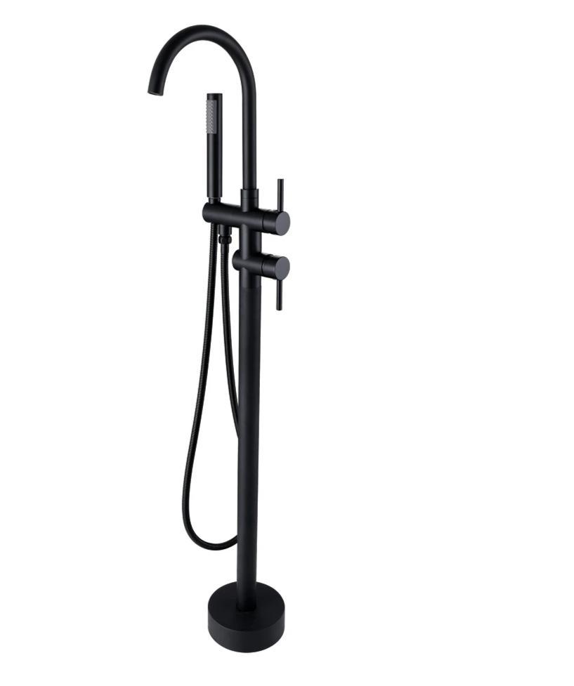 Robinet de baignoire au sol 007 en laiton noir collection Céphise