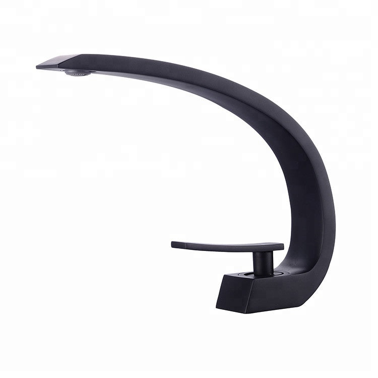 Grifo para lavabo de repisa BNF606B en latón negro de la colección Céphise 