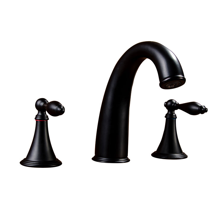 Grifo de lavabo de repisa 023 en latón negro de la colección Céphise