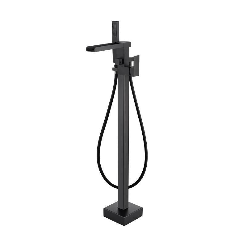Robinet de baignoire au sol 008 en laiton noir collection Alphée